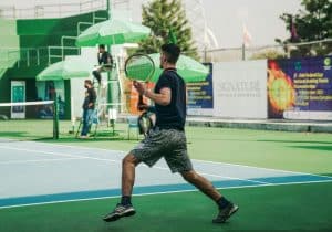 man competing in a cardio tennis match